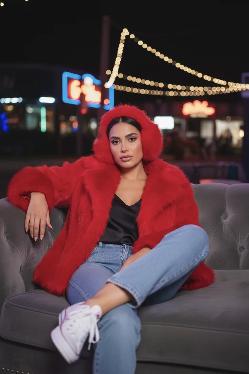 Eco pelliccia e cuffia New York